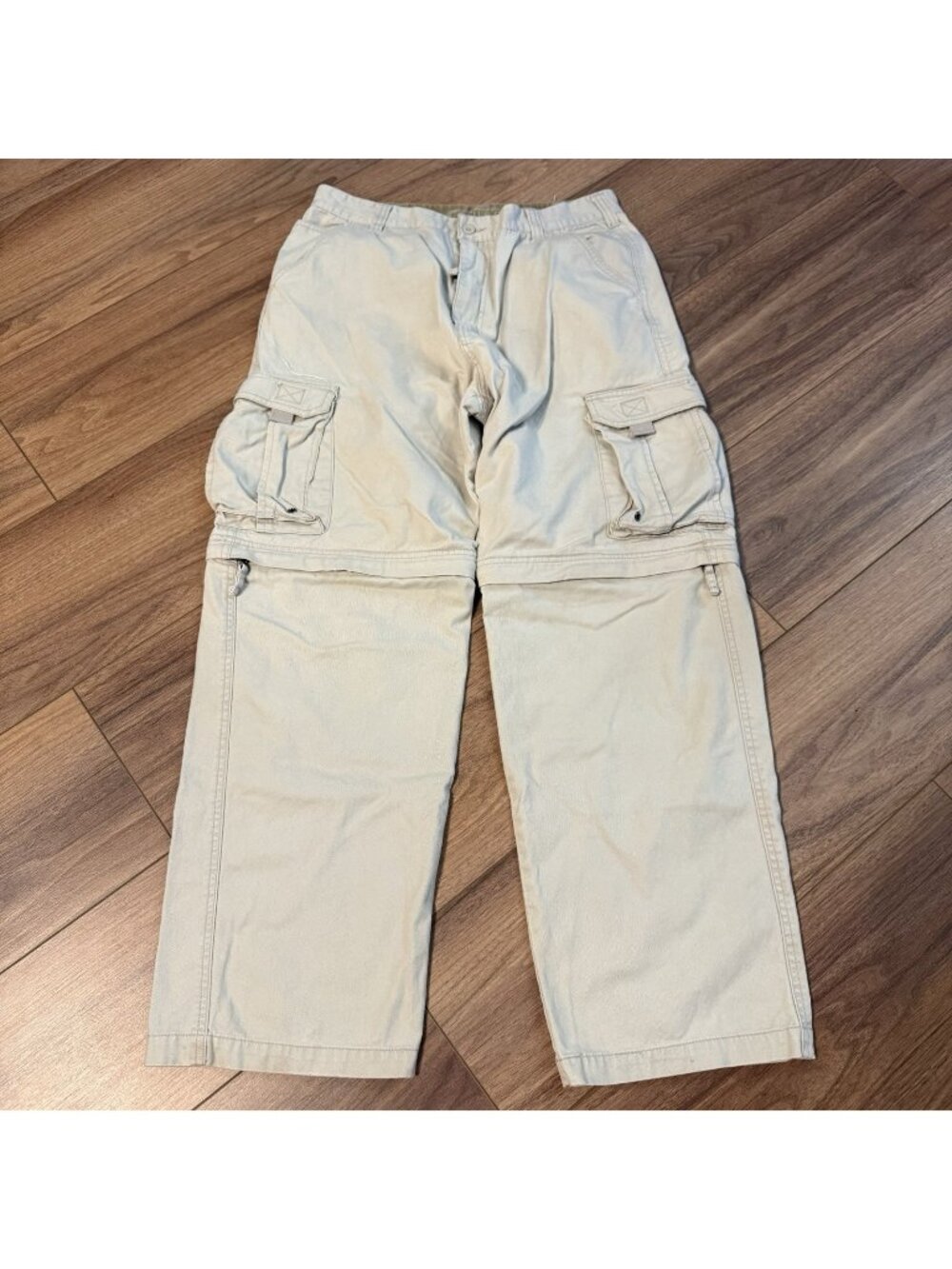 Plugg Cargo Convertible Pants Mens 33x32 Khaki Baggy Skate Y2K